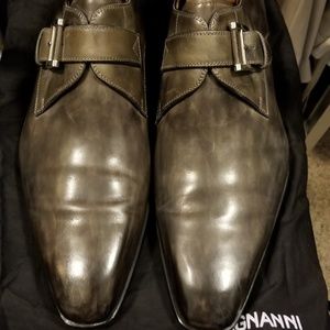 Magnanni Grey Monkstrap Shoes